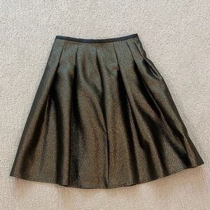 Chic Metallic Black Midi Skirt